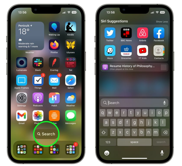 改则苹果手机维修分享升级到 iOS 16 后，如何删除主屏幕上的搜索按钮 
